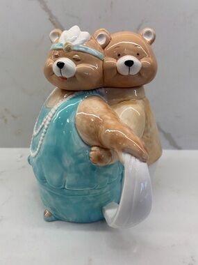 Vintage Applause Roaring 20s Theme Flapper Bear Couple Ceramic Teapot